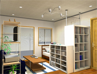 ワンルーム家具レイアウト