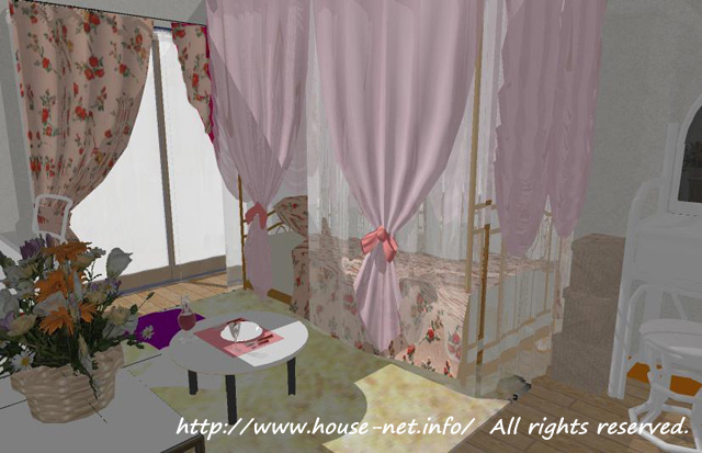 ６畳のワンルームを入口側から見る・3Dパースby Miki yoshima